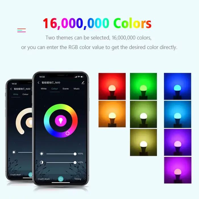 Ampoule intelligente WiFi Tuya 220V 5W 7W 9W, bougie E14, lampe RGB à intensité variable, applicatio