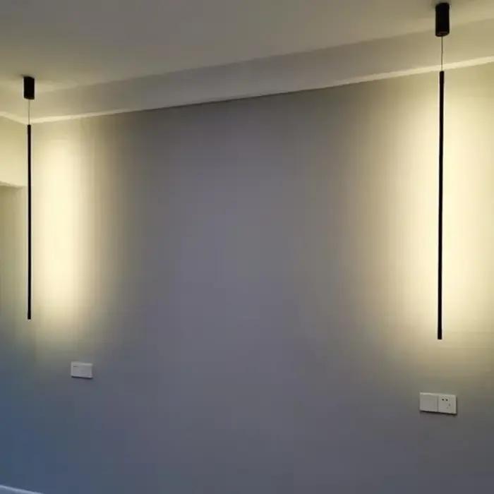 Moderne LED plus long pendentif lumières salle à manger chambre décor chevet fond noir suspension la