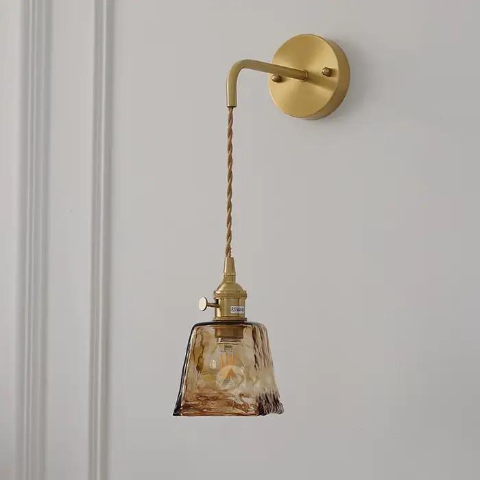 Applique Murale en Laiton et Verre de Style Nordique Japonais Rétro, Luminaire Créatif pour Maison,