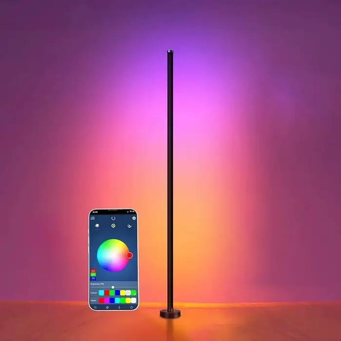 Lampe sur pied LED intelligente RGB avec télécommande et contrôle par application, synchronisation m