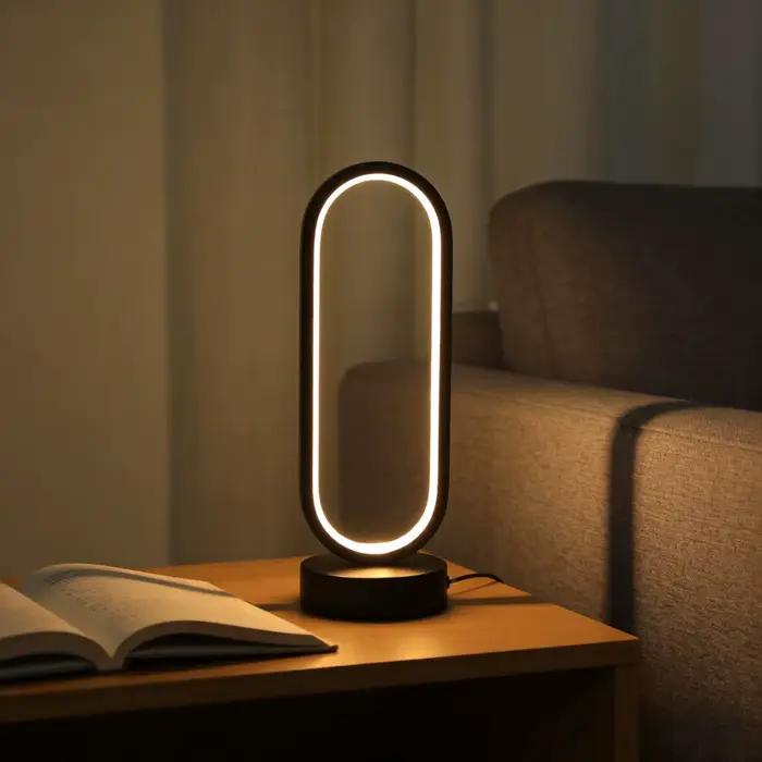 Lampe de table circulaire minimaliste créative à LED, lampe de chevet nordique moderne pour chambre
