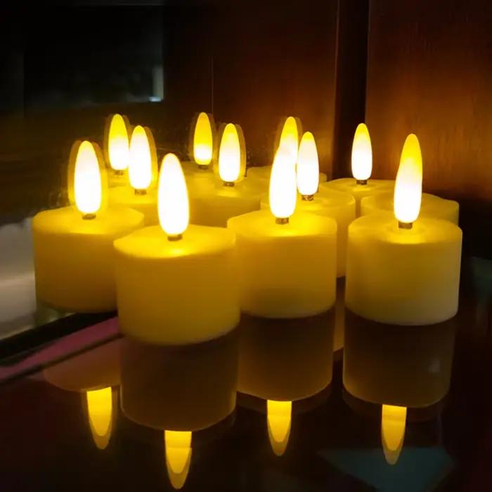 Bougies chauffe-plat LED rechargeables sans flamme, 6/12/18/24 pièces, décoration de maison, lampe é