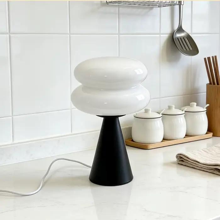 Lampe de table en verre à double couche en forme de donut, lampe de chevet géométrique moderne, 3 te