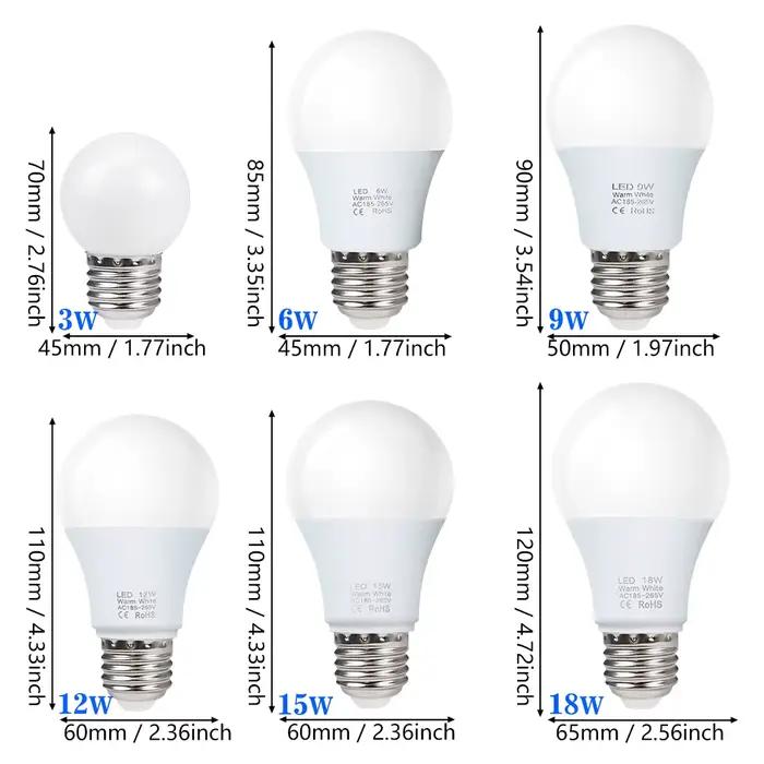 10 pièces E27 ampoule LED 220V 240V 18W 15W 12W 9W 6W 3W ampoule de projecteur lampe à LED Lampada B