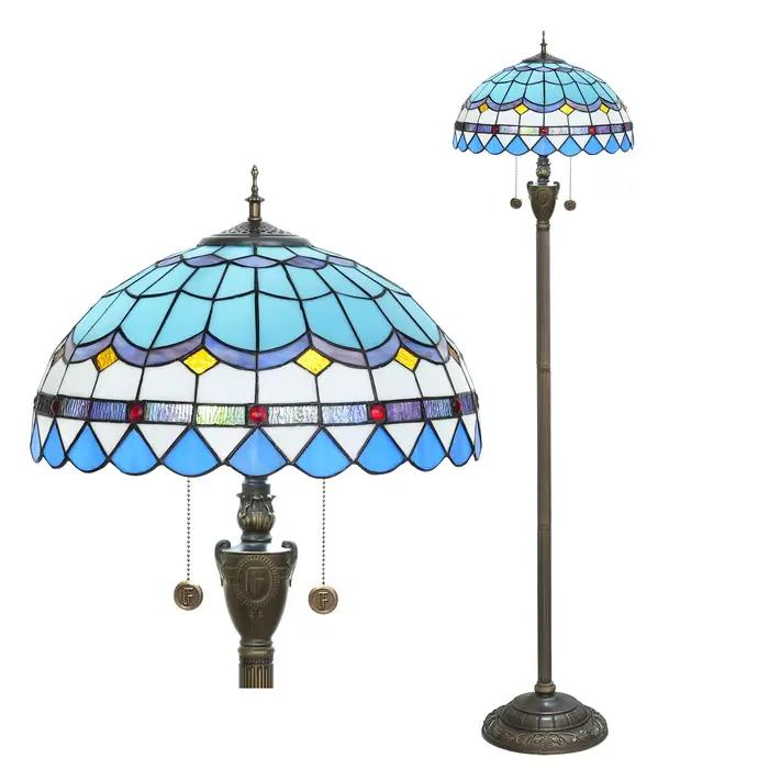 Lampadaire Tiffany en vitrail LED vintage en forme de champignon pour salon, chambre, villa américai