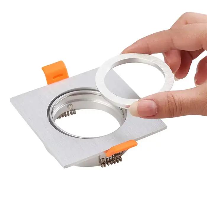 Plafonnier LED Encastrable Rond Noir et Blanc, Support d'Ampoule MR16 GU10, 4 Pièces
