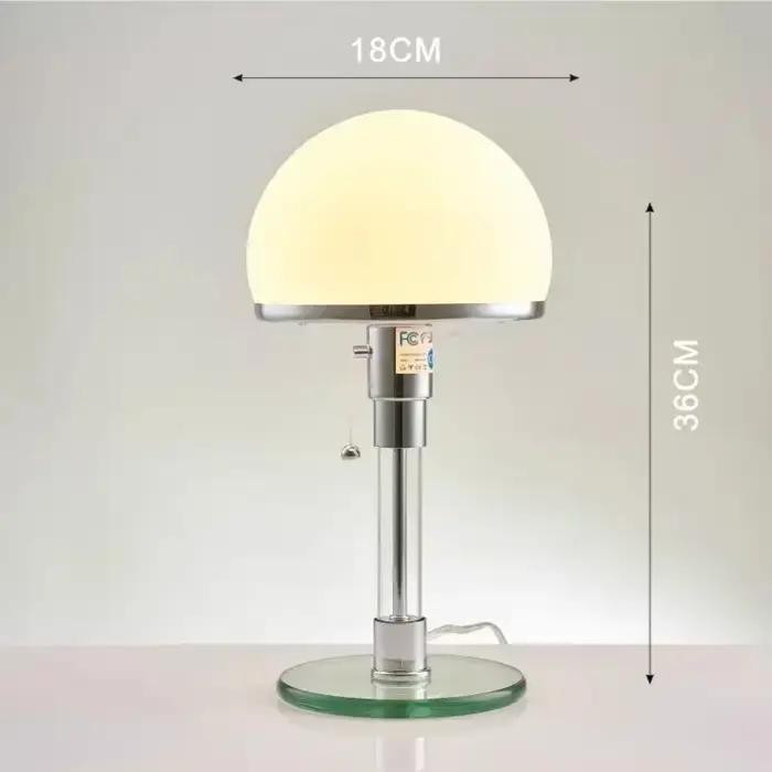 Lampe Bauhaus blanche, lampe de table, design danois, style nordique, lampe de chevet simple en verr