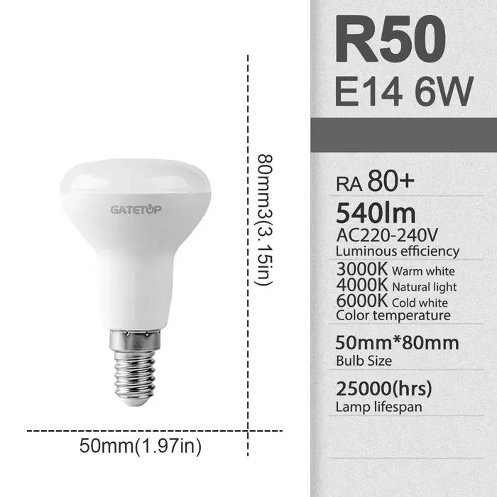 Ampoules LED E27 E14, 2 pièces, base R50 R63 R80, 10W, 220V, sans scintillement, lumière blanche fro