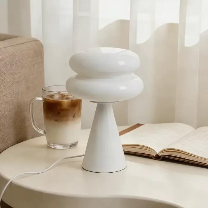 Lampe de table en verre à coquilles superposées, lampe de chevet moderne à 3 températures de couleur