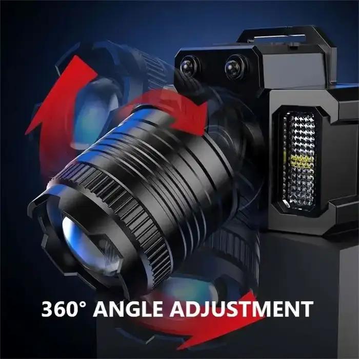Zoomable LED phare Usb Rechargeable phare capteur de mouvement étanche lampe frontale phare d'urgenc