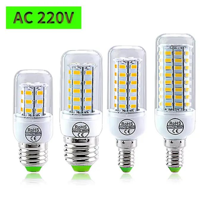 AC 220 V E27 lampe à LED E14 LED SMD 5730 ampoule de maïs 24 36 56 72 LED s lampara lustre pour la m