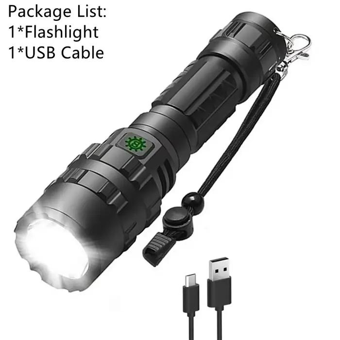Lampe de poche LED aste USB professionnelle pour la chasse, lumens élevés, lampes torches inj, lampe