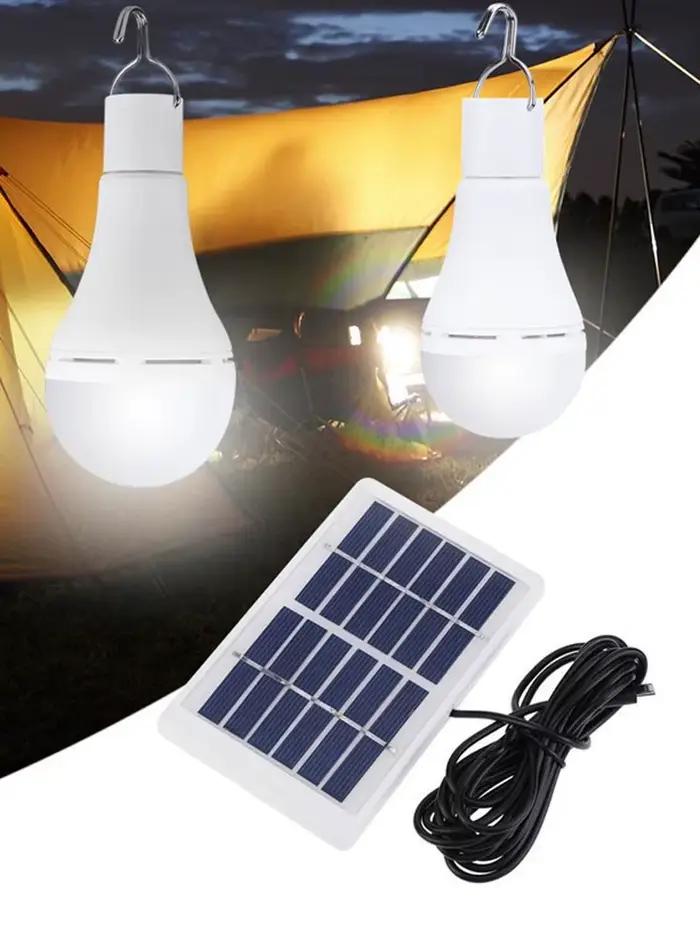 7W lumière solaire étanche USB chargé suspendu d'urgence lumière du soleil alimenté lampe extérieure