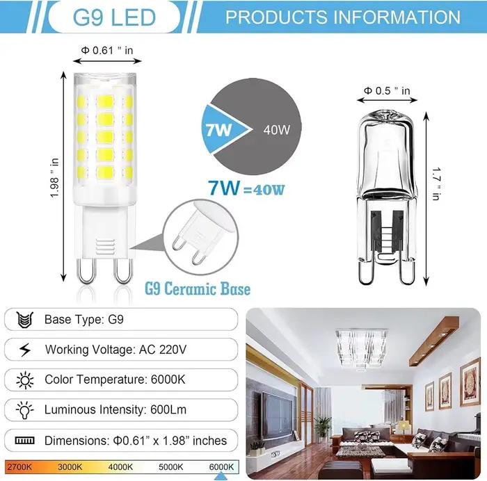 10 pièces G9 lampe à LED la plus brillante AC220V 230 V 240 V 7 W céramique SMD 2835 ampoule LED bla