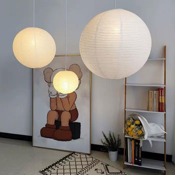 Wabi Sabi vent pendentif lumières LED Akari riz papier suspension lampe pour salon salle à manger ch