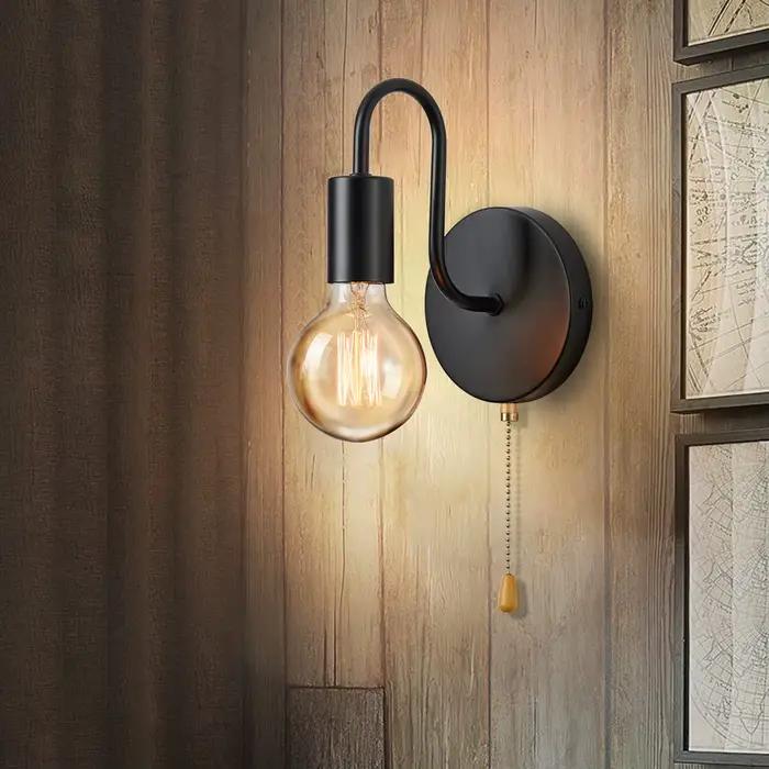 Applique industrielle nordique fer noir E27 éclairage intérieur chevet salle de bain chambre lampe a
