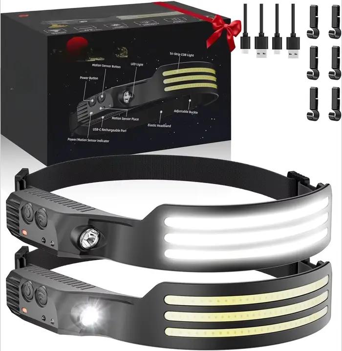 Lampe frontale LED COB à Induction, batterie intégrée, Rechargeable par USB, lampe frontale pour Cam