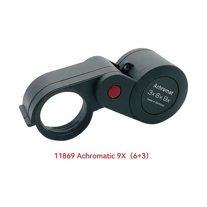 Eschenbach Loupe pliante allemande 3 en 1, lentille triple achromatique de 23 mm, grossissement 3x/6