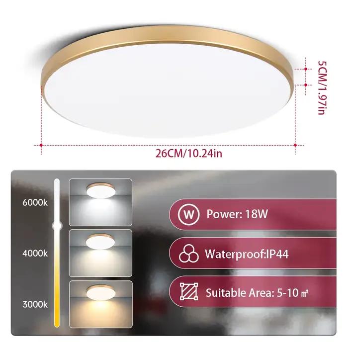 Plafonniers LED pour salle de bain IP44 étanche intérieur cuisine lumière AC165-265V 18W/30W/40W cha