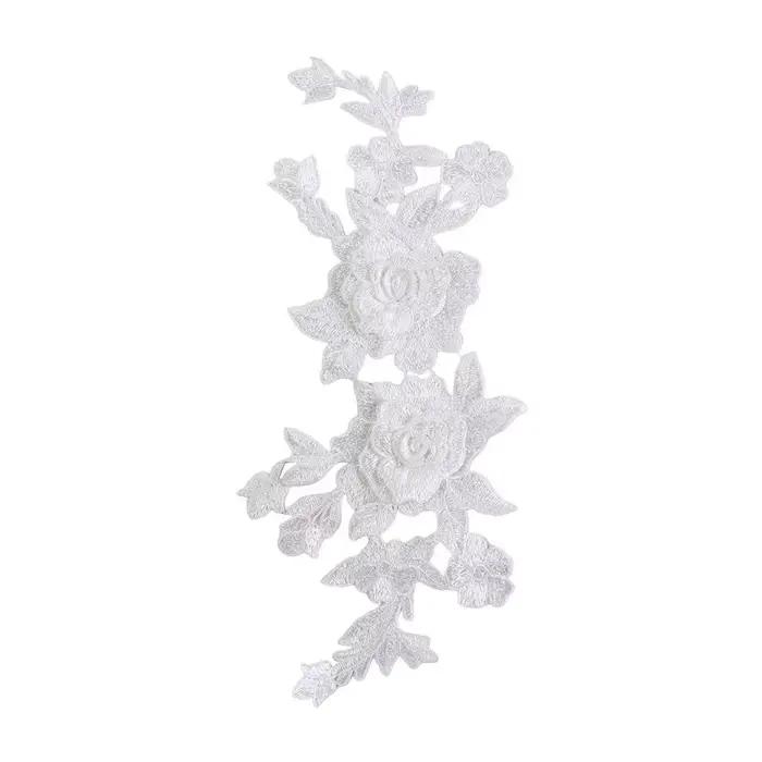 Applique en dentelle motif rose exquise pour travaux manuels DIY, patch en tissu fait main, applique