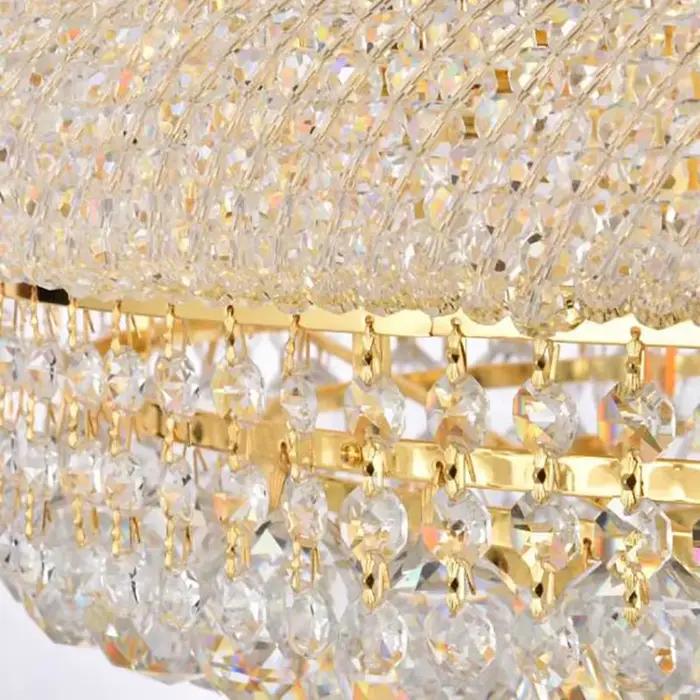 Plafonnier LED suspendu en cristal doré, design rond, lumière de luxe, luminaire décoratif d'intérie