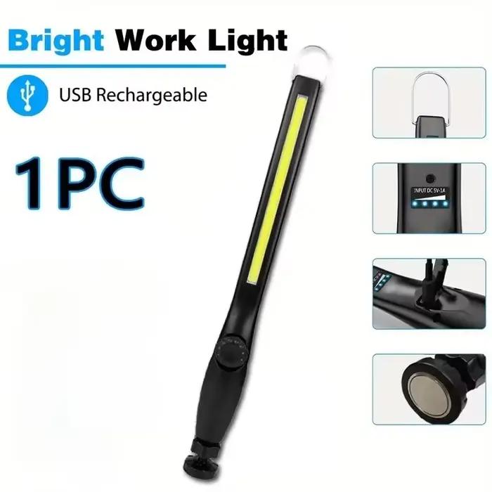 Lampe de travail mécanique à LED magnétique rechargeable par USB 360° ° Lampe torche pivotante pou