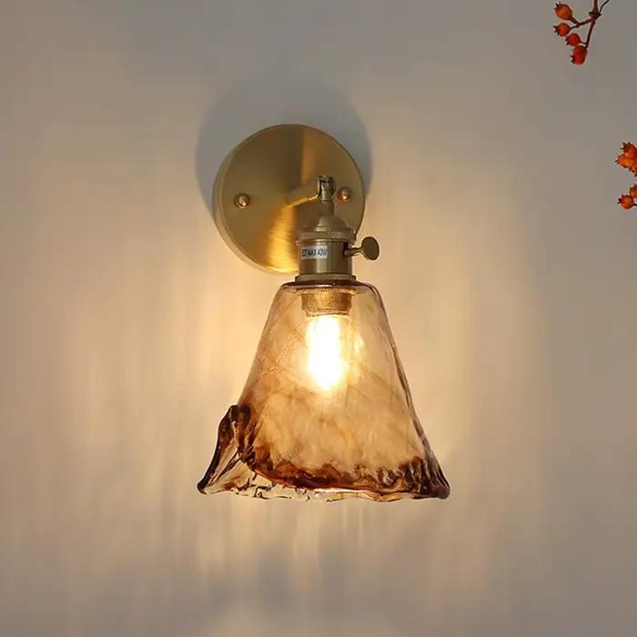 Applique Murale en Laiton et Verre de Style Nordique Japonais Rétro, Luminaire Créatif pour Maison,