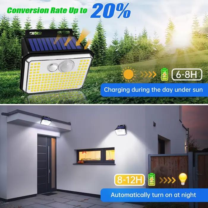 Applique murale solaire imperméable avec capteur de mouvement, imperméable conforme à la norme IP67,