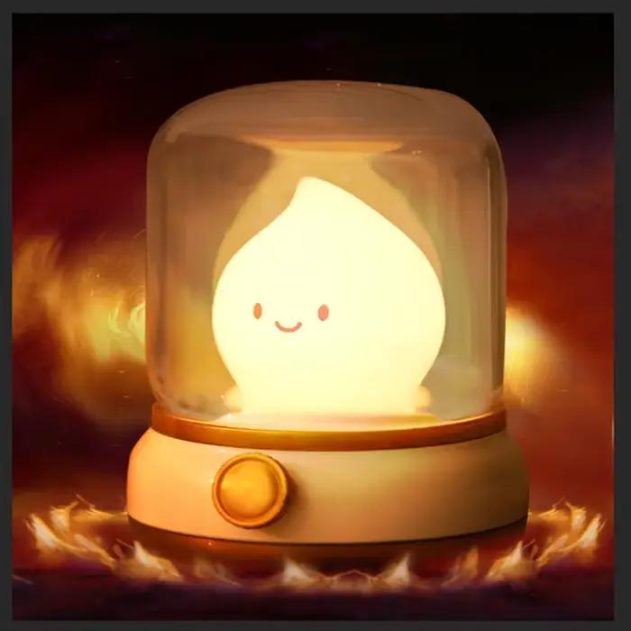 Mini lampe de nuit LED de bureau mignonne, lampe de table de dessin animé portable, aste par USB, cr