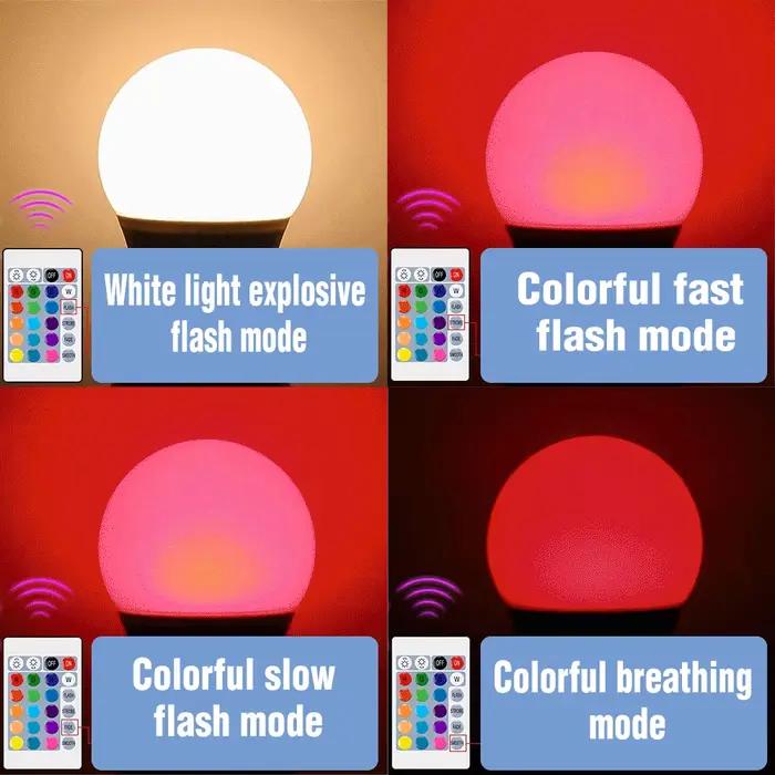 Ampoule LED RGB 220V, lampe E27 110V, télécommande, lustre LED à couleur changeante pour décoration