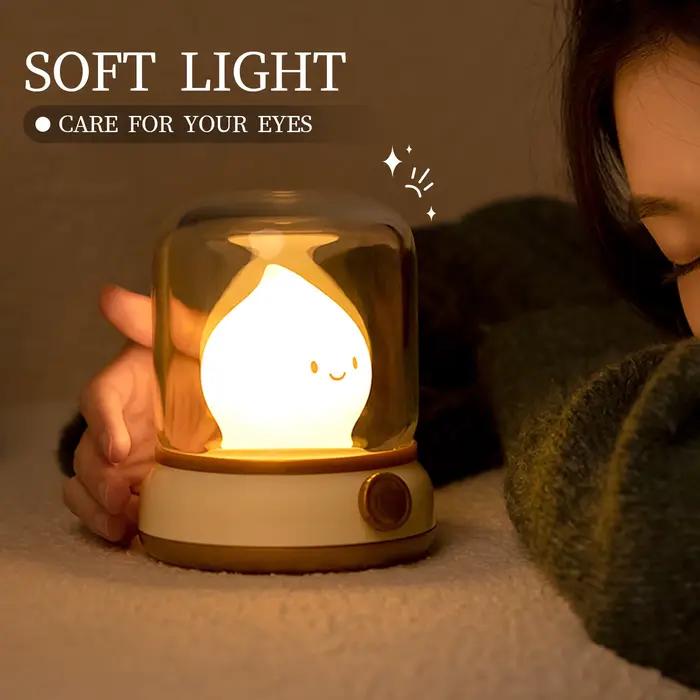 Mini lampe de nuit LED de bureau mignonne, lampe de table de dessin animé portable, aste par USB, cr
