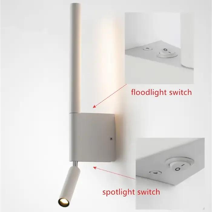 Applique murale de chevet LED rotative à 330 degrés, lampe de lecture réglable avec interrupteur pou