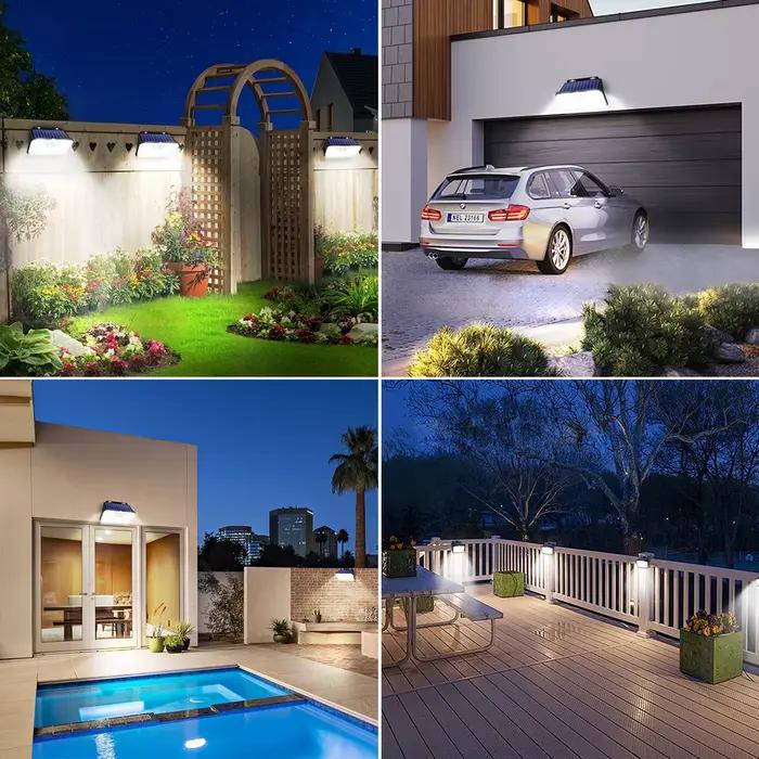 Applique murale solaire imperméable avec capteur de mouvement, imperméable conforme à la norme IP67,