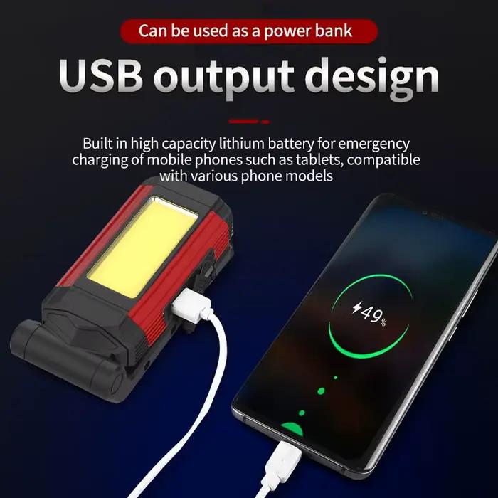 Lampe de travail magnétique COB Portable, lampe de poche LED Rechargeable, Super lumineuse, étanche,