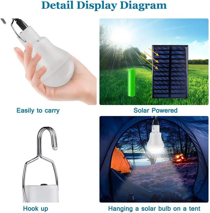 7W lumière solaire étanche USB chargé suspendu d'urgence lumière du soleil alimenté lampe extérieure