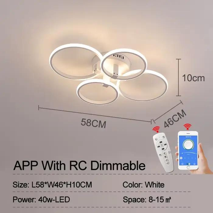 8/6/4 anneaux plafond moderne à LEDs lumières pour salon chambre salle d'étude plafonnier lustre noi