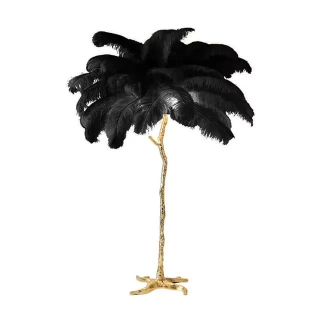 Lampadaire LED nordique en plumes d'autruche, design moderne et luxueux, luminaire décoratif d'intér