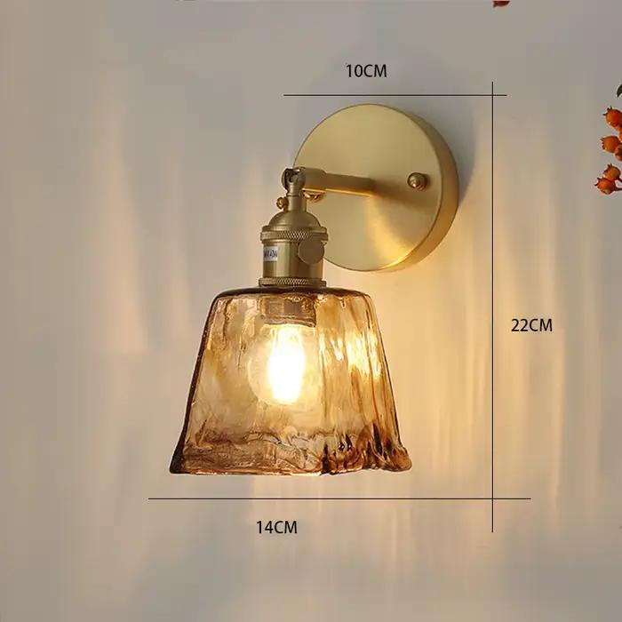 Applique Murale en Laiton et Verre de Style Nordique Japonais Rétro, Luminaire Créatif pour Maison,