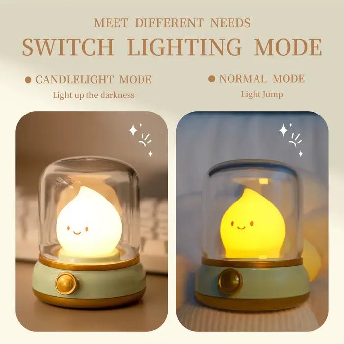 Mini lampe de nuit LED de bureau mignonne, lampe de table de dessin animé portable, aste par USB, cr