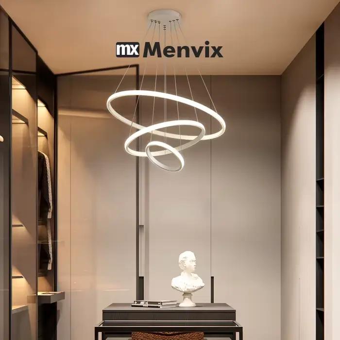 Menvix moderne suspension lampe Led anneaux cercle suspendu lustre blanc Loft salon salle à manger c