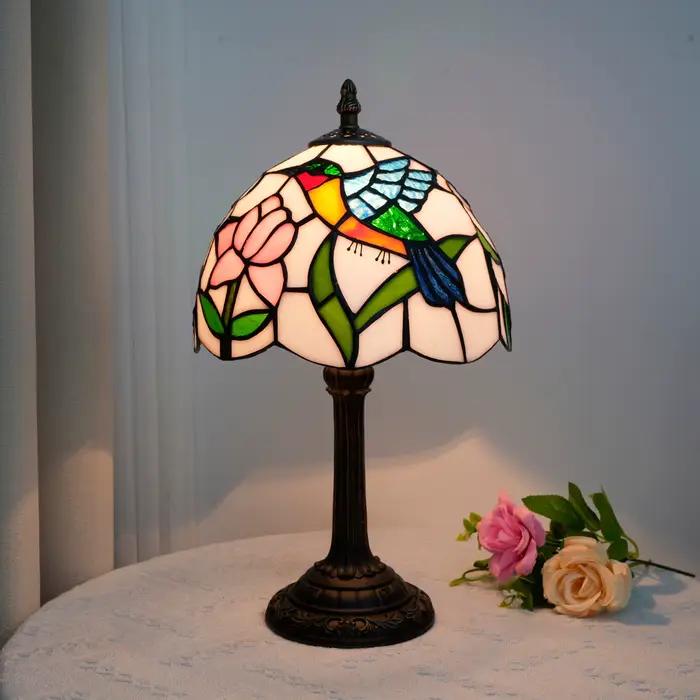 Lampe de table moderne, lampe en verre teinté style colibri, petite lampe antique de 8 pouces, pour