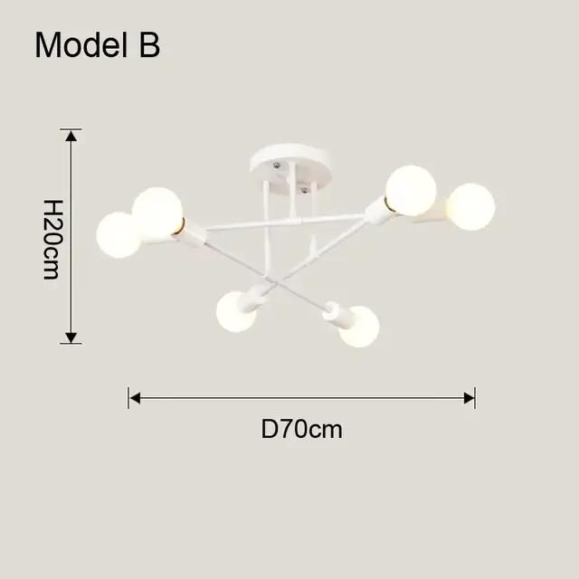 Plafonnier Vintage suspension Multiple E27 Base de lampe 6 têtes noir/blanc/or pour salon moderne si