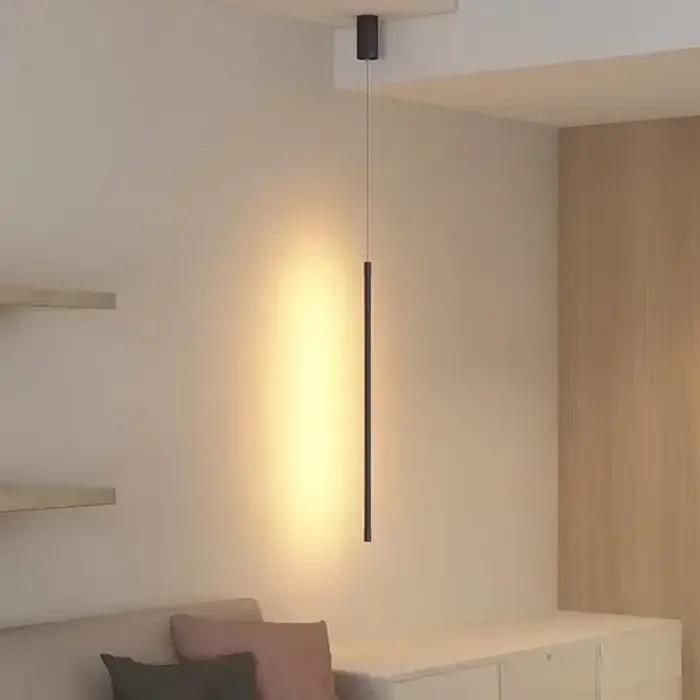 Moderne LED plus long pendentif lumières salle à manger chambre décor chevet fond noir suspension la