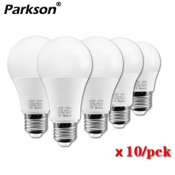 10 pièces E27 ampoule LED 220V 240V 18W 15W 12W 9W 6W 3W ampoule de projecteur lampe à LED Lampada B