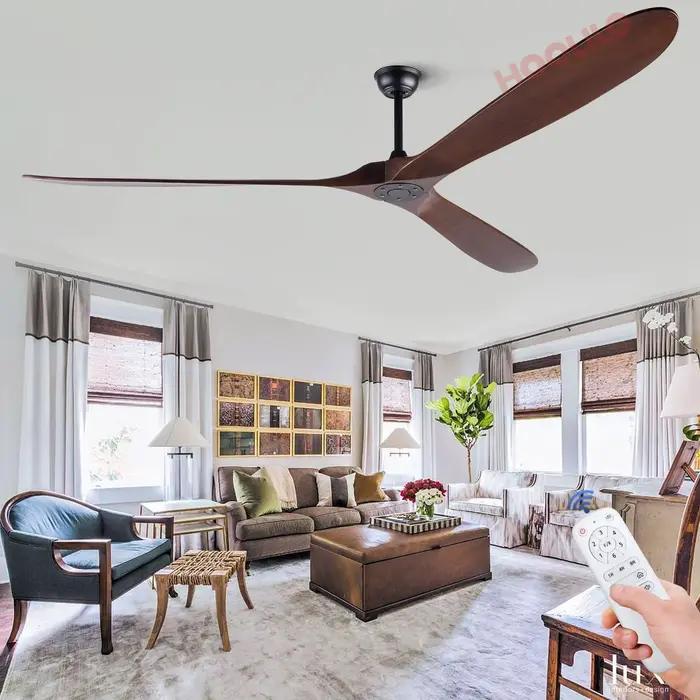 Ventilateur de plafond en bois de 88 pouces avec lumières LED, moteur DC, 6 vitesses, ventilateurs d
