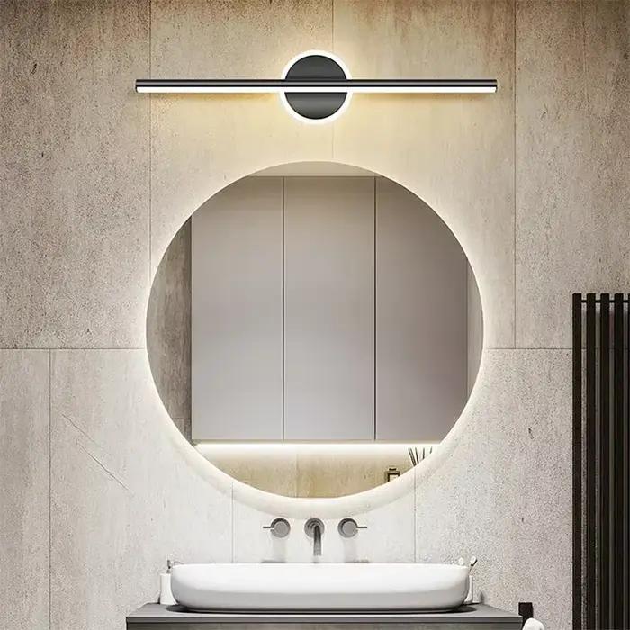 Applique Murale LED Moderne 40/60cm, Luminaire Miroir Salle de Bain Toilettes Noir Or, Longue Bande