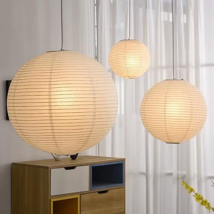 Wabi Sabi vent pendentif lumières LED Akari riz papier suspension lampe pour salon salle à manger ch
