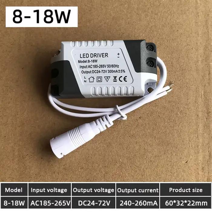 Pilote LED 9W 12W 15W 18W 24W 300mA, unité d'alimentation LED, transformateurs d'éclairage pour band