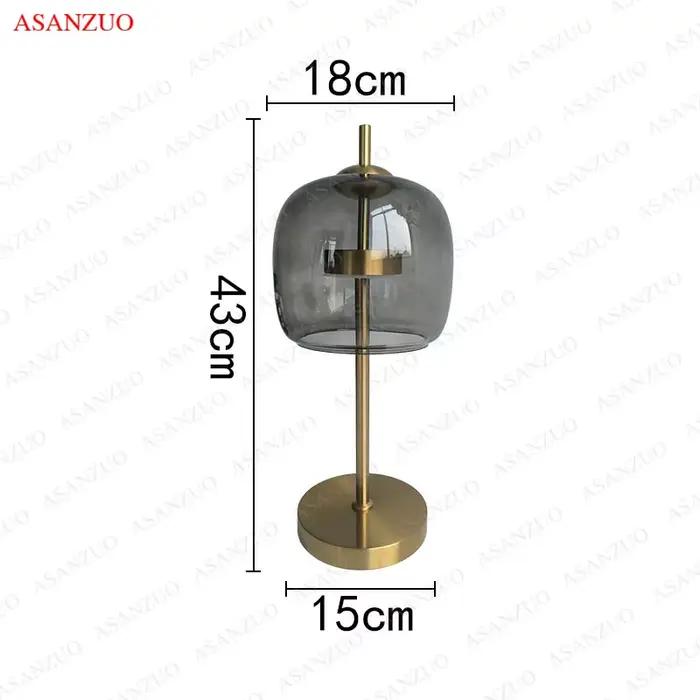 ASANZUO fumée gris verre lampes de Table moderne salon chambre chevet petite lampe de bureau décor i