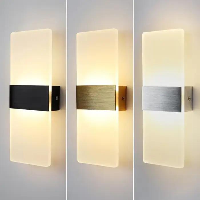 LED Acrylique Applique Murale AC85-265V Long Style Salon Couloir Chambre 3/6/12W Tête De oral et Art